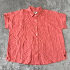 American Giant 100% Linen Shirt Womens Large Salmon Pink $120 USA NWOT Defect