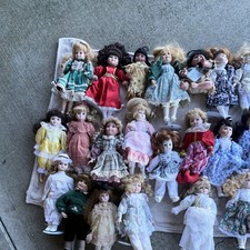 Heritage Mint Collection Porcelain Girl Doll Lot, Blonde Hair Blue Eyes + Stands