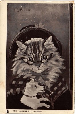 PC CATS IN HUMAN DRESS OLD MOTHER HUBBARD VINTAGE POSTCARD (b69158)