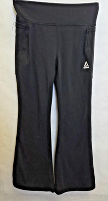 REEBOK Girls Flare Leg Pants Leggings Black Pockets Size M 7 8