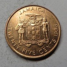 Jamaica 25 Cents 1996 Copper Plated Steel KM#167 UNC