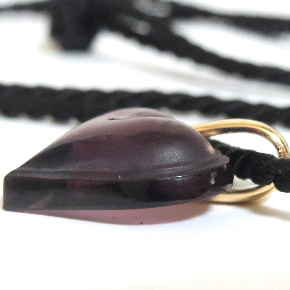 Auténtico collar colgante corazón vidrio púrpura LALIQUE gargantilla negra 2 cm/0,79" Goo Foto 4 de 4