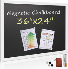 Board2By Rustic Wood Framed Magnetic Chalkboard 24 X 36, Large Hanging Chalk Boa