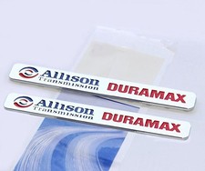 2Pack OEM Red Allison Transmission Duramax Emblems Chrome 2500Hd Compatible