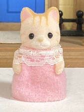 Sylvanian Families Pink Striped Cat Baby Collectible 15 Used