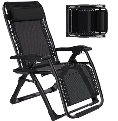Adjustable Reclining Sun Lounger Outdoor Garden Folding Zero Gravity Beach Chair - Image 1 of 4