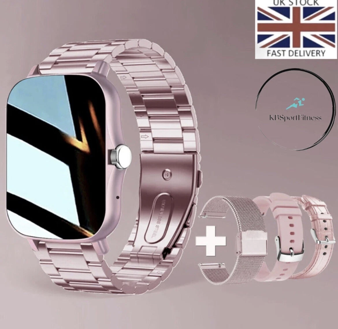 Bluetooth Pink Smart Watch Women Men Calling Sport Fitness Tracker + FREE STRAP