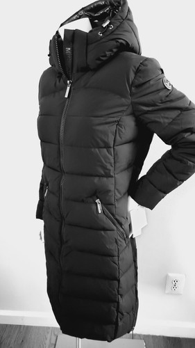 NEW MICHAEL STAND COLLAR LONG SLEEVE QUILTED PUFFER BLACK HOODED COAT SIZE M - 第 2/5 張圖片