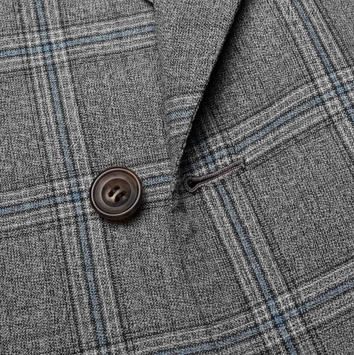 RUBINACCI LH Bespoke Hand Made Gray Plaid Wool DB Blazer Jacket EU 50 NEW US 40 - Picture 4 of 7