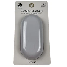 New U Brands Magnetic Board Eraser Thicker Felt. White Hard  Case 4.5”
