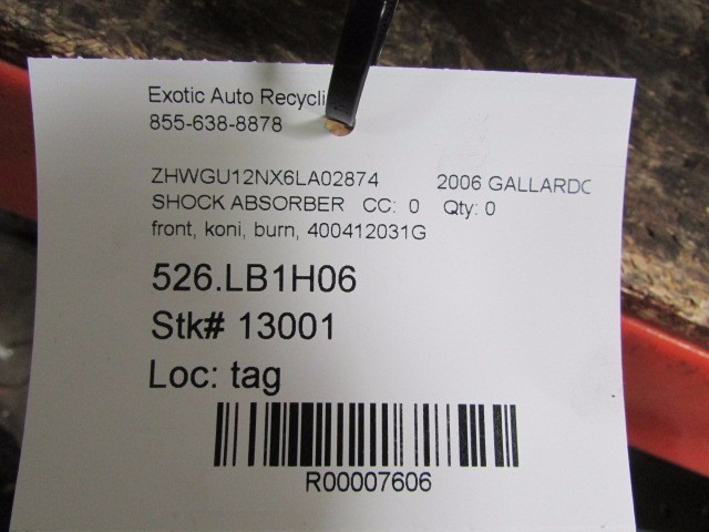 Lamborghini Gallardo, Front Shock Absorber, Koni, Burned, P/N 400412031G