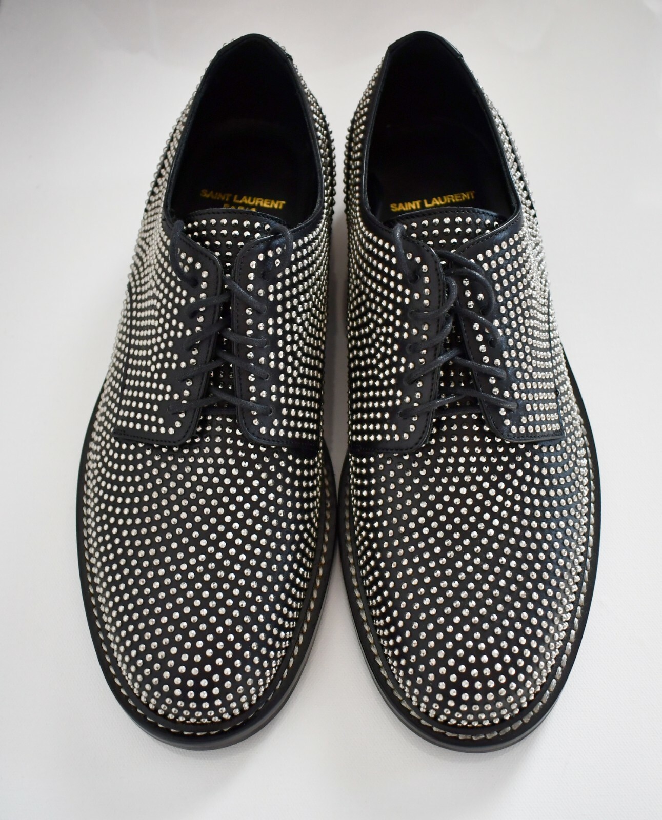 Nuove scarpe derby SAINT LAURENT Paris nere WILLIAM 25 BORCHIE EUR 42 US 9
