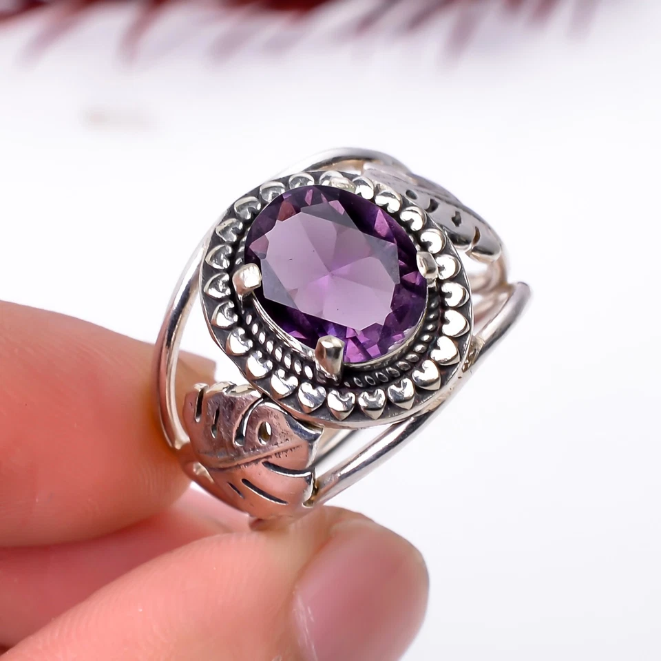 Amethyst Gemstone Handmade Ring, 925 Sterling Silver Amethyst Statemen Ring. - Image 3 of 4