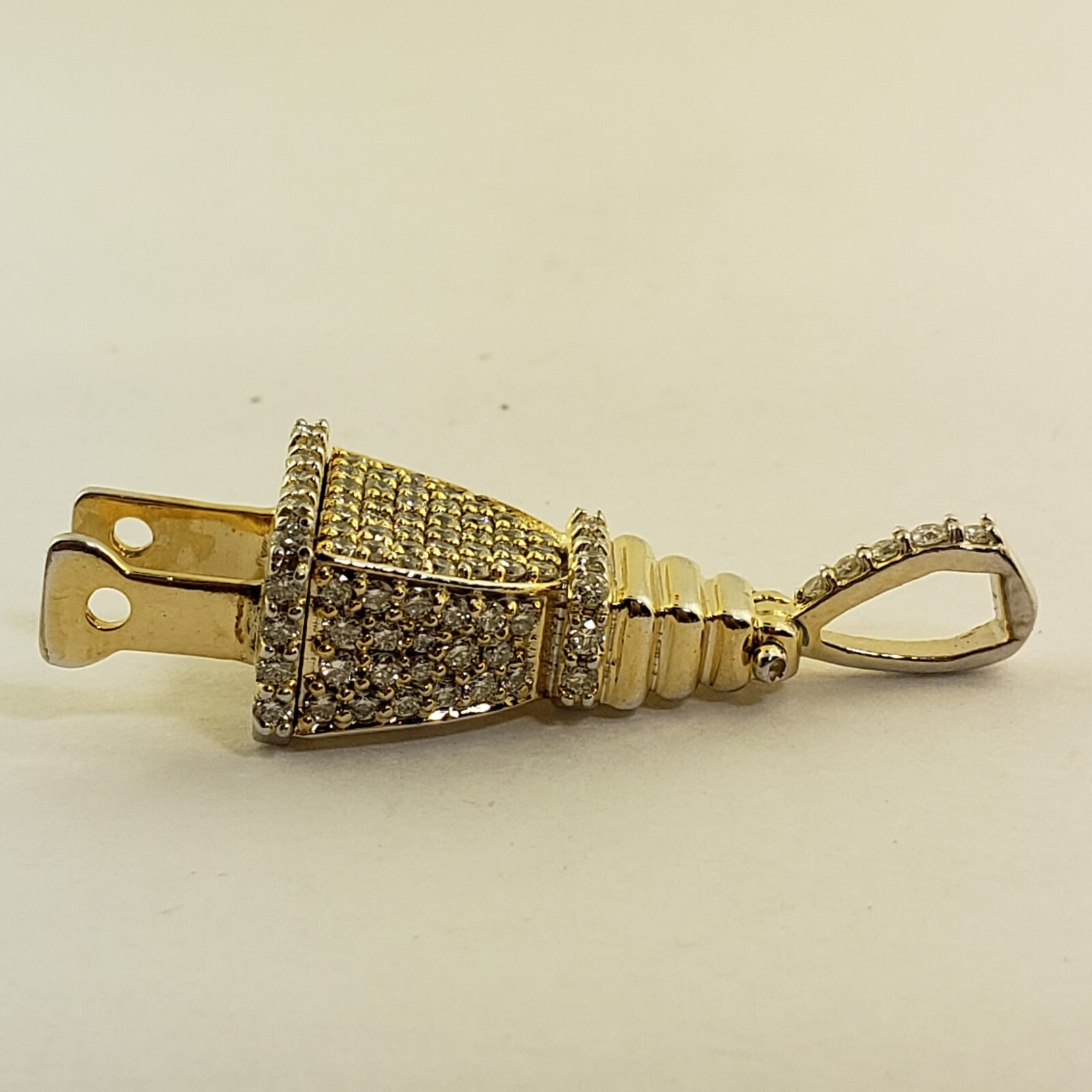 Plug Socket Solid 14 Karat Yellow Gold  with whit… - image 4