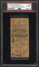 1928 WORLD SERIES GAME 4 TICKET BABE RUTH 3HR’s WS HR #11-13 YANKEES TITLE#3 PSA