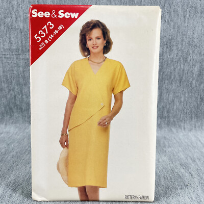 Butterick 5373 Straight Dress with V Neck Misses Size 14 18 Sewing Pattern