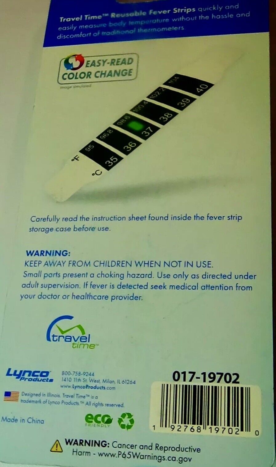 Travel Time Reusable Forehead Thermometer Strips NIB, 10 Pack