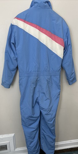 Traje de esquí Skyr vintage años 80 para mujer 12 aislado azul rosa marfil cremallera Gore Tex - Imagen 6 de 8