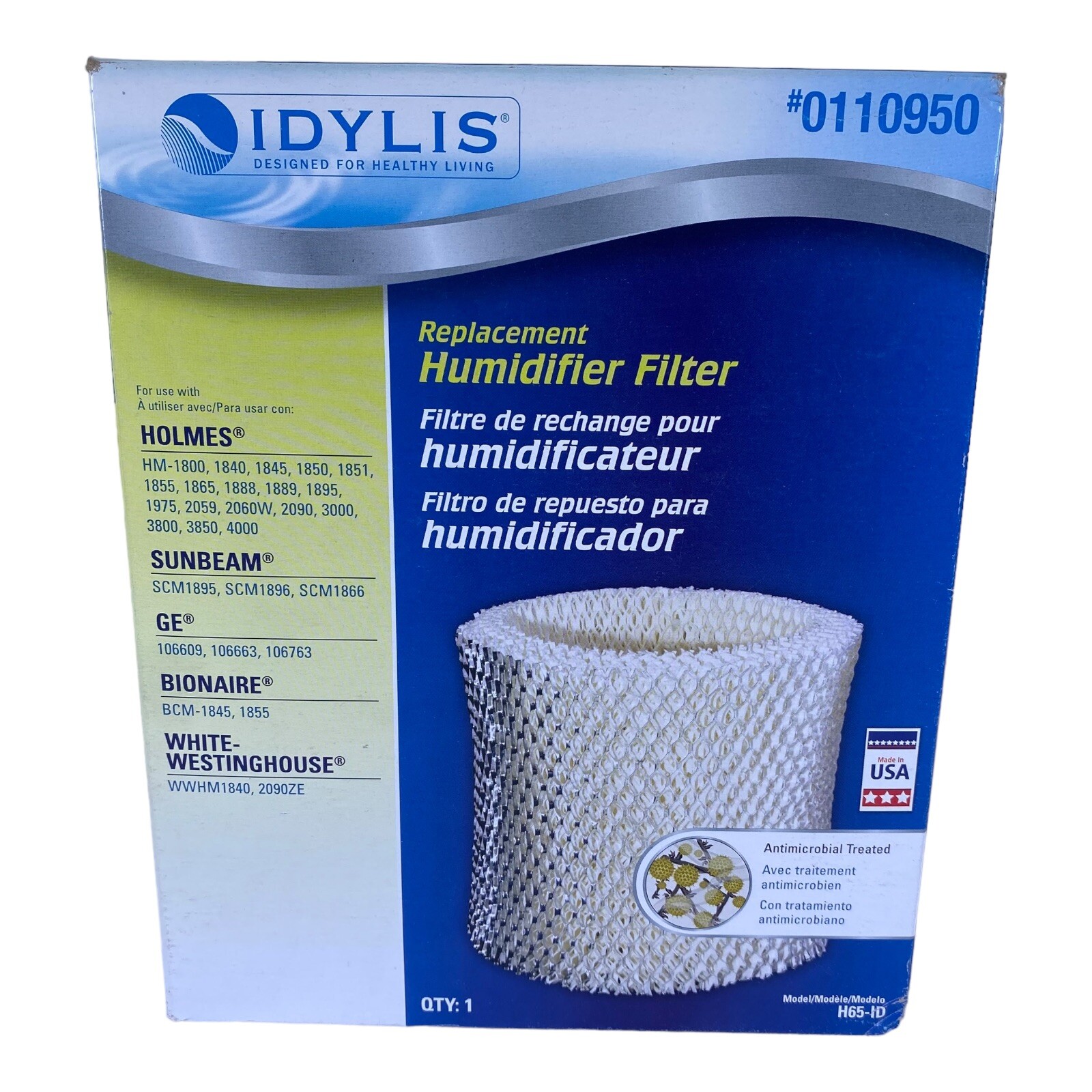 Filter H65-id Anti Microbial Treated #0110950 New
