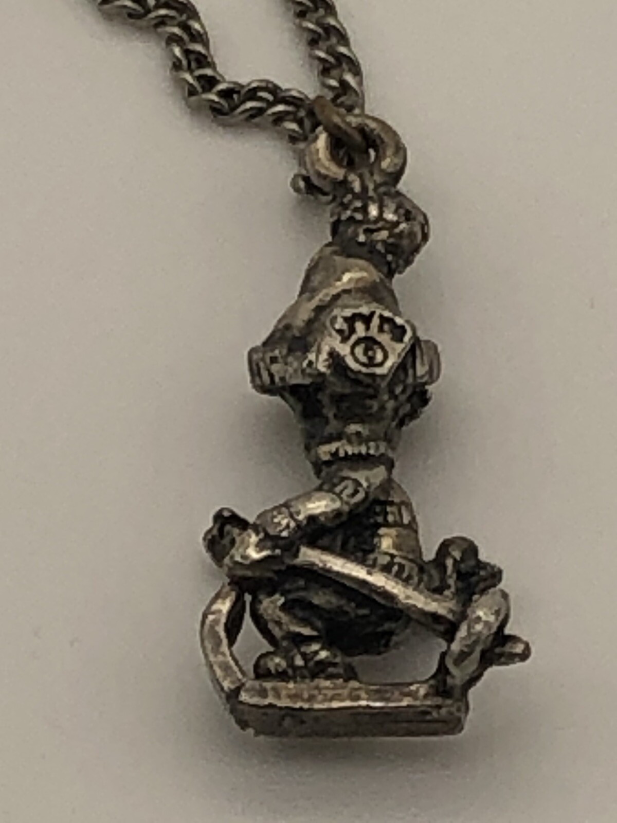 Silver Tone Skiing Elf/Pixie Necklace - image 3