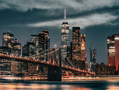 Wandbild Foto - Brooklyn Bridge Skyline, New York - A4 Poster - Bild Foto NYC