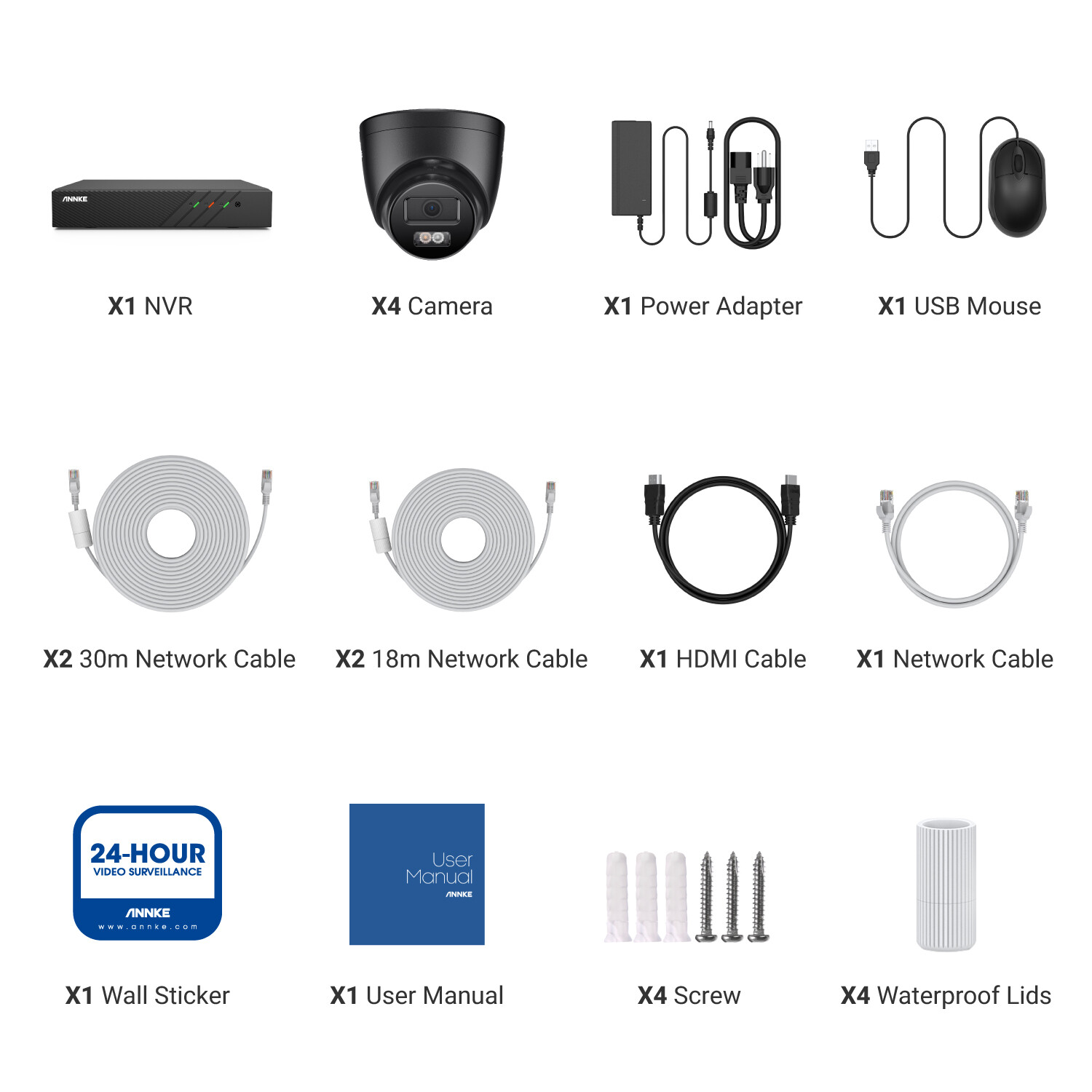 ANNKE 5MP Audio POE Security Camera System 8CH/16CH 12MP NVR Outdoor Color Night