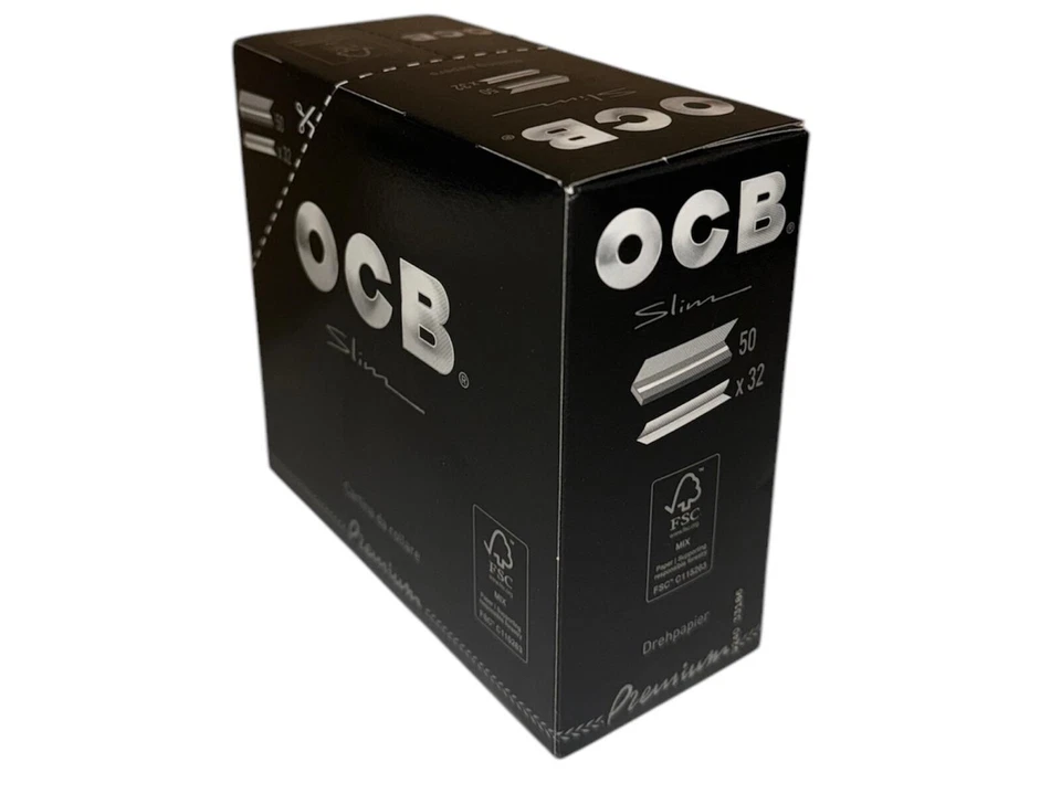 OCB Premium 50 x 32 Slim Blättchen schwarz | 1 Box Long Papers | King Size