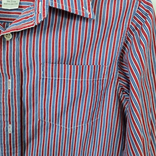 Talbots Kids Boys Red White Blue Striped Long Sleeve Collar Button Shirt 10 Vtg - Picture 3 of 6