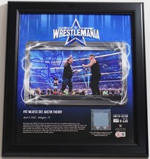 Stone Cold Steve Austin Signed WWE 15x17 Framed Photo w Ring Used Canvas BAS COA