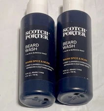 2 Units Scotch Porter Moisturizing Beard Wash  Warm Spice & Musk Soften Beard