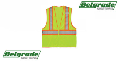 Safety Vest Class 2 Small Lime w/Contrast Orange Trim and Reflective Gray Strip