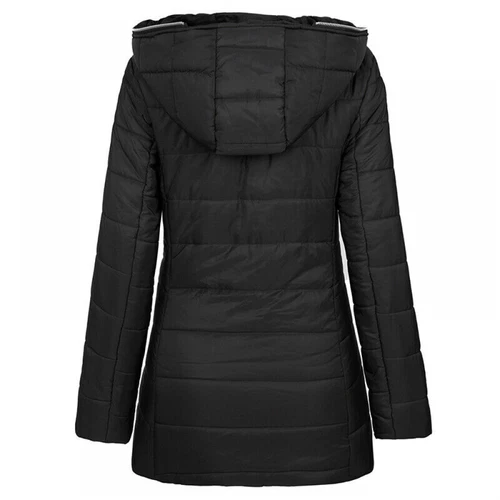 Cappotto donna trapuntato imbottito pelliccia pile foderato cappuccio outwear giacca parka invernale - Foto 3 di 18
