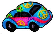 car peace buggy heat transfer iron on flower not embroidered 4 inch 1pc