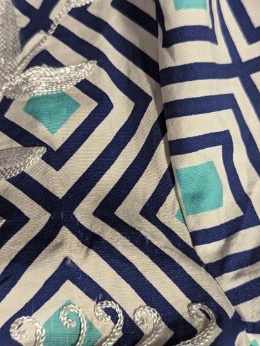 Top envolvente Almatrichi Madrid España bordado diamante azul blanco talla 46 algodón - Imagen 13 de 14
