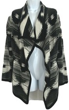 Windsor Sz M Aztec Design Open Front Waterfall Cardigan Knit Sweater Long Sleeve