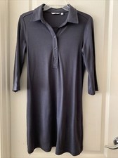VTG EUC Uniqlo Women's Cotton Collared Shirt Dress 3/4 Sleeves Gray Size Medium