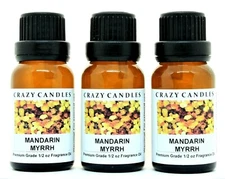 3 Mandarin Myrrh 1/2oz Premium Grade Scented Fragrance Oil Bottles Crazy Candles