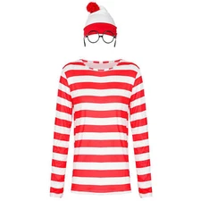 Wheres Waldo Costume Book Week Fancy Outfit Boys Girls Red And White Stripes 