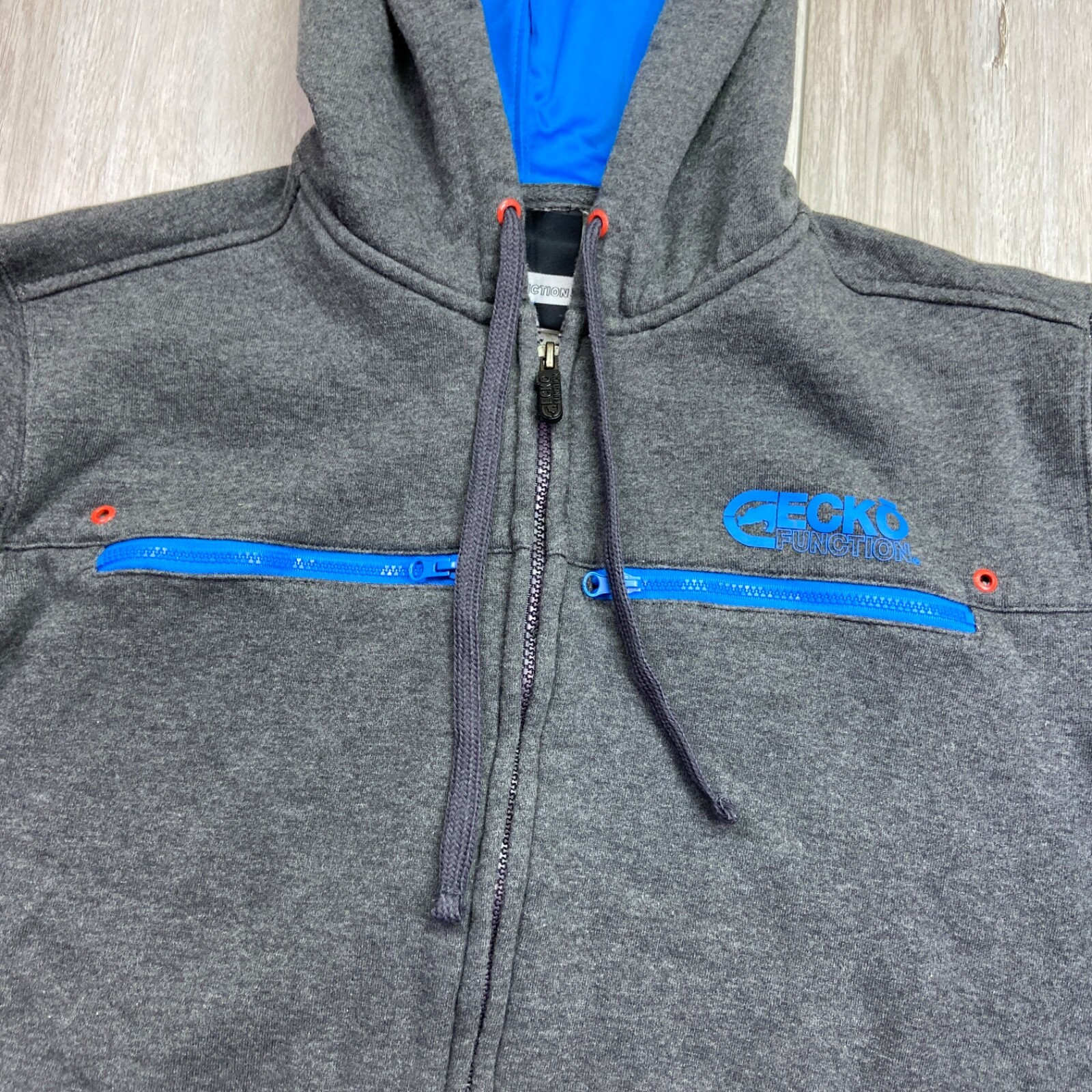 Ecko Function Sweater Mens Small Gray Blue Hooded… - image 3