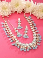 Gold-Plated Kundan Studded & Beaded Jewellery Set, Indo-Western Jewelry Set