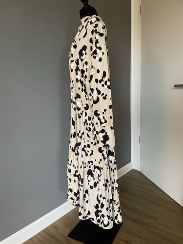 Kleid H&M* Langes Twillkleid* Damen* Gr. S* Leopardenmuster* beige/schwarz/weiß - Bild 10 von 14