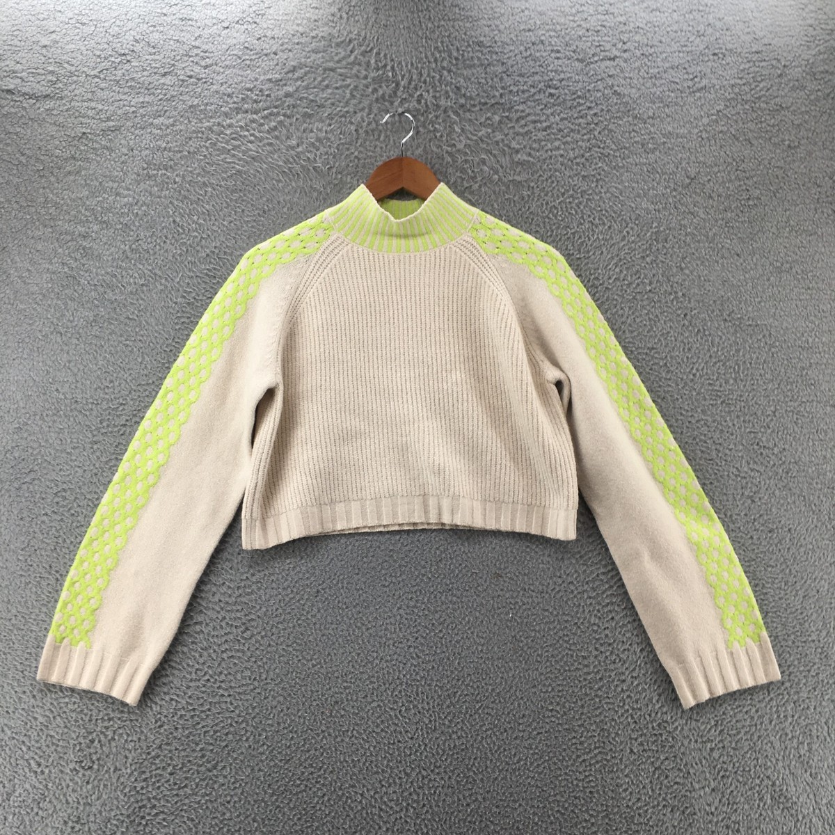 Wild Fable Long Sleeve Sweater Womens XS Cream Green Turtleneck