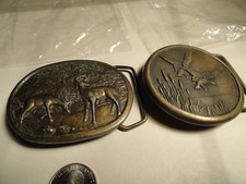 2-INDIANA METAL CRAFT BELT BUCKLES 1-DUCKS  1- DEER PREOWNED CONDITION
