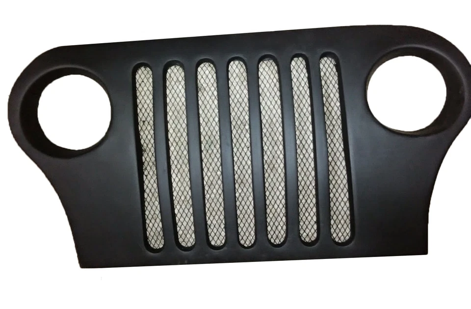 Parrilla delantera de fibra Wrangler negra para Mahindra THAR CRDE Jeeps S2u Foto 3 de 4