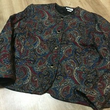 Barclay Square Women's Vintage Paisley 4-Button Quilted Lightweight Jacket 10