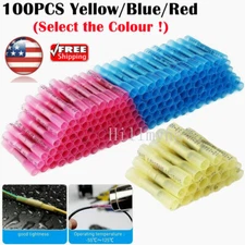 100PCS Assortment Heat Shrink Cable Wire Butt Connectors Crimp Terminals Kit US