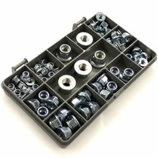 ASSORTED PIECE ZINC FLANGED NYLON INSERT LOCKING NUTS M5 M6 M8 M10 M12 KIT