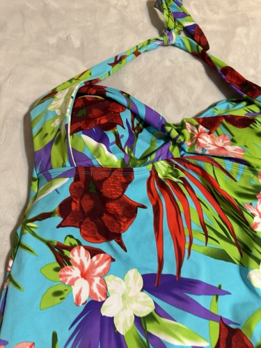 swimsuits for all 20W HAWAII PRINT HALTER SWIM DRESS 1 Pc NWT Bright - Picture 4 of 18