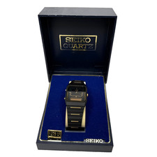 Vintage Seiko Watch Black/Gold Tone Analog Digital H601-5179 Needs Battery