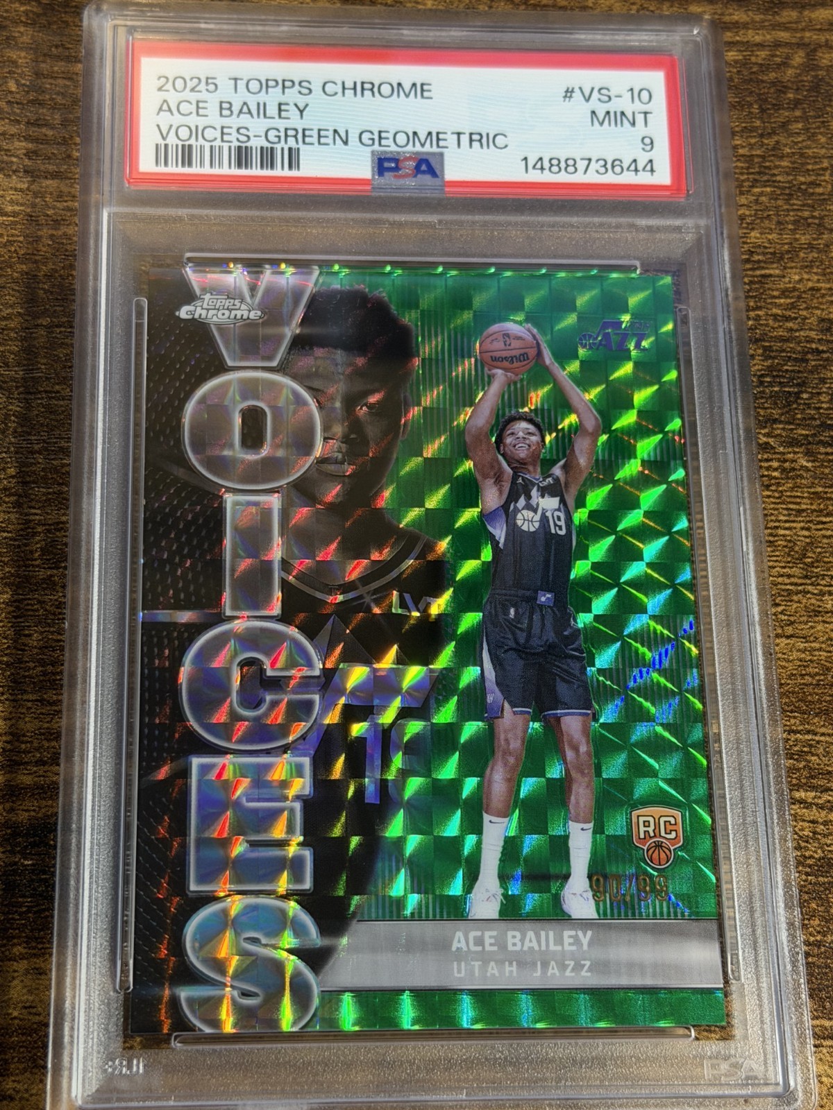 ACE BAILEY 2025 Topps Chrome #VS-10 Voices Green Geometric Refractor /99 PSA 9